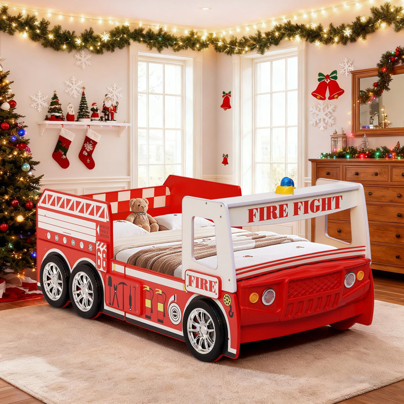 Harriet Bee Zoomie Kids Hero Fire Truck Twin Bed for Kids | Wayfair